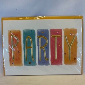NWT BURGOYNE Party Greeting Card with Gold Foil Lettering - Multicolor 5X7